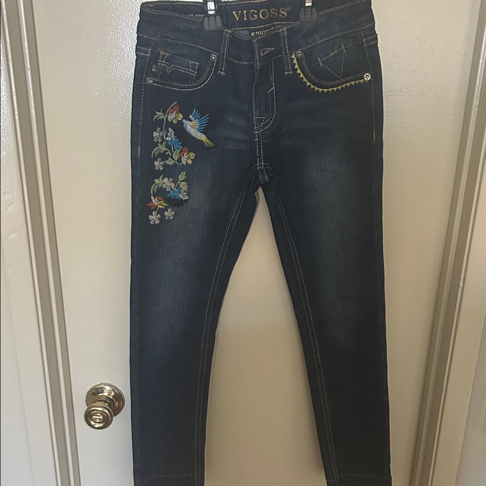 Vigoss Kids Dark Blue Embroidered Jeans
